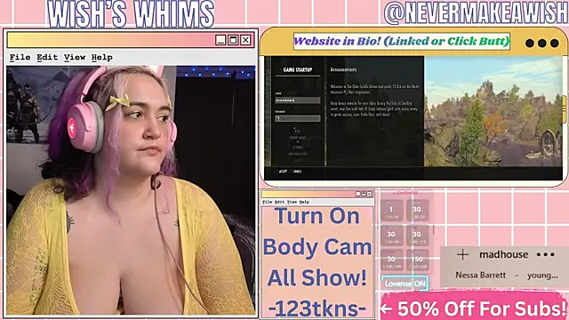 Snapshot of nevermakeawish chatting on 07-08-26, 10:49 nevermakeawish online show from 07-08-26, 10:49