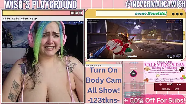 Snapshot of nevermakeawish chatting on 02-13-26, 05:02 nevermakeawish online show from 02-13-26, 05:02